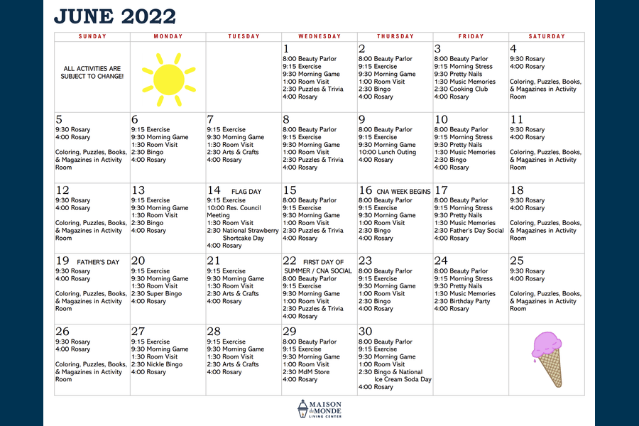June Activity Calendar