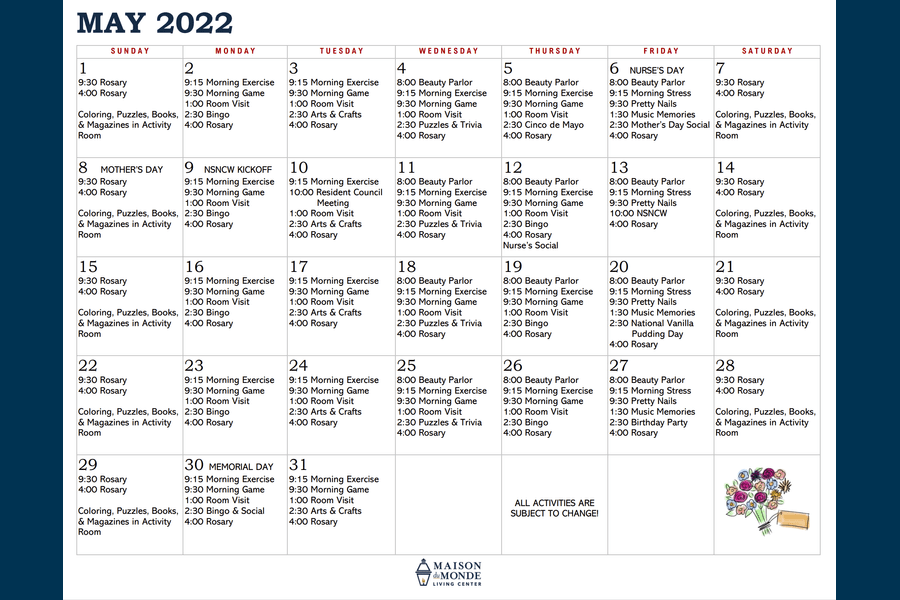 May Activity Calendar