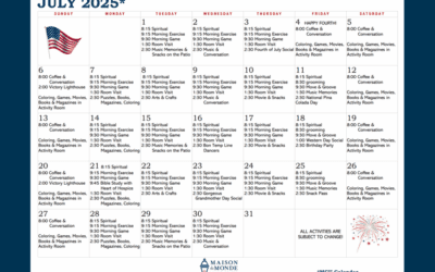 July MCU Activity Calendar