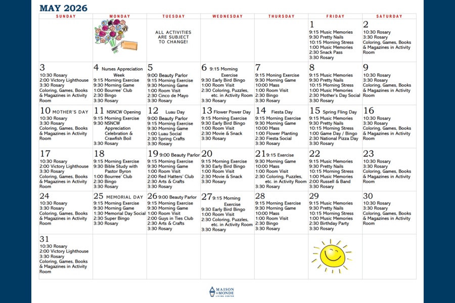 May Activity Calendar
