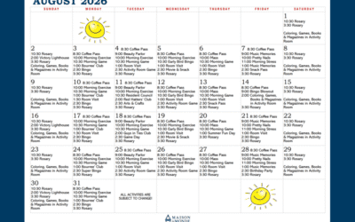 August Activity Calendar